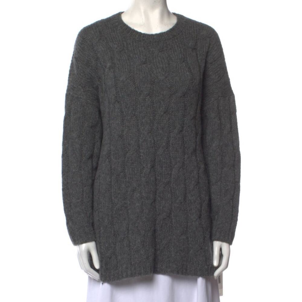 Jarbo Rinnova Charcoal Gray Soft Baby Alpaca Cableknit Tunic Sweater S $548